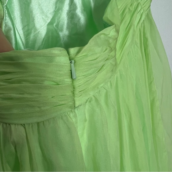 NEW Mac Duggal Indy Ruffle Tiered Cutout Chiffon Gown Mint Green Maxi Dress 4 - Picture 13 of 15